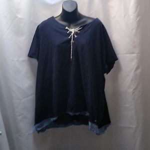 Tommy Hilfiger Navy blue tee shirt with a tie in the front